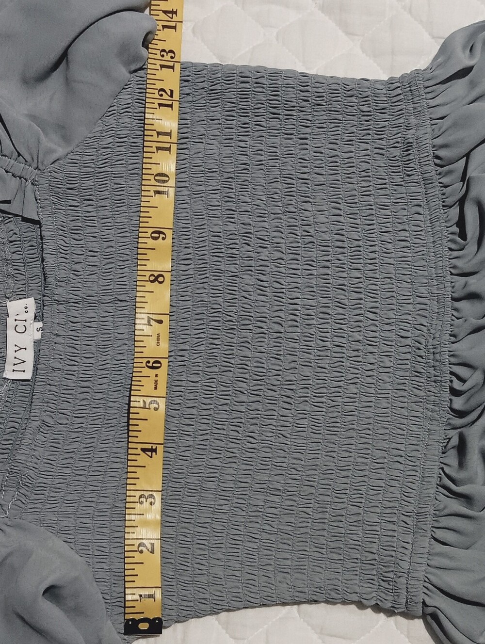 IVY CITY Co Smocked Bodice Flutter Sleeve Midi Dress  Light Gray Size S - Picture 10 of 11